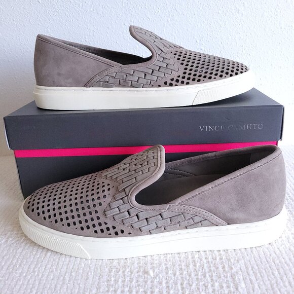 New Vince Camuto "Bristie" Women's Slip-On leather Sneakers in grey - Picture 1 of 9